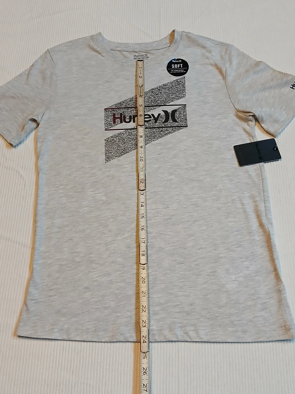 HURLEY T- Shirt BOYS Short Sleeve Soft T-Shirt- Gray -Size XL New!